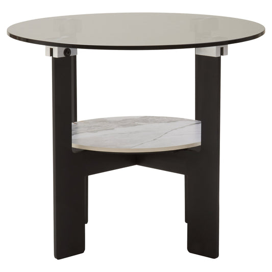 Imperia Round Grey Glass And Ceramic Small Coffee Table | Luxury Home Accessories | Heulog Glow