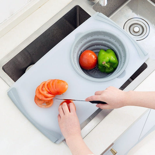 Innovative Multi-Functional 3 in 1 Chopping Board Detachable Folding Drain Basket Sink Cutting Board | Luxury Home Accessories | Heulog Glow