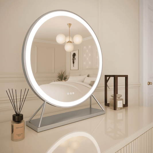 Isla Round Silver LED Mirror – 60cm Diameter | Luxury Home Accessories | Heulog Glow
