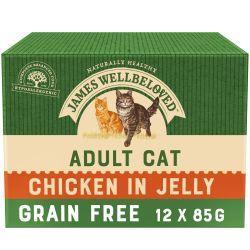 James Wellbeloved Grain Free Adult Cat Food Pouches Chicken in Jelly 12pk, 85g | Luxury Home Accessories | Heulog Glow
