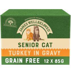 James Wellbeloved Grain Free Senior Cat Food Pouches Turkey in Gravy 12pk, 85g | Luxury Home Accessories | Heulog Glow
