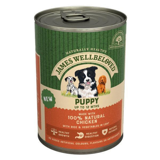 James Wellbeloved Puppy Chicken Loaf Tin 12x400g | Luxury Home Accessories | Heulog Glow
