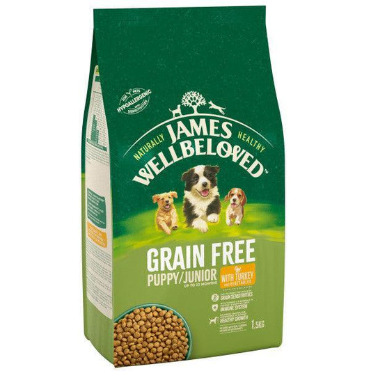 James Wellbeloved Puppy/Junior Grain Free Turkey & Vegetables 1.5kg | Luxury Home Accessories | Heulog Glow