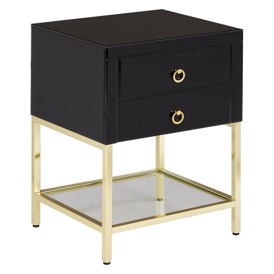 Kensington Townhouse Black 2 Drawer Side Table | Luxury Home Accessories | Heulog Glow