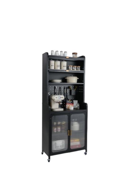 Kitchen Pantry Storage Cabinet with Large Countertop-Black