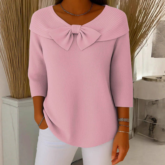 Knitted Bow Solid Color Sweater Autumn And Winter | Luxury Home Accessories | Heulog Glow