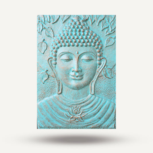 Large Buddha Iron Frame Turquoise Relief - 0.7x1m | Luxury Home Accessories | Heulog Glow