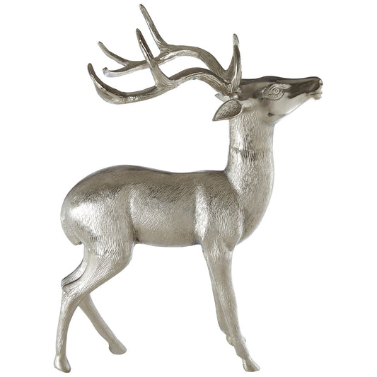 Large Nickel Finish Floor Standing Stag | Luxury Home Accessories | Heulog Glow