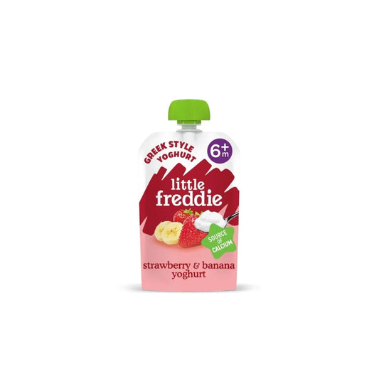 Little Freddie Organic Strawberry & Banana Greek Style Yoghurt Baby Food Pouch 6+ months 90g | Luxury Home Accessories | Heulog Glow