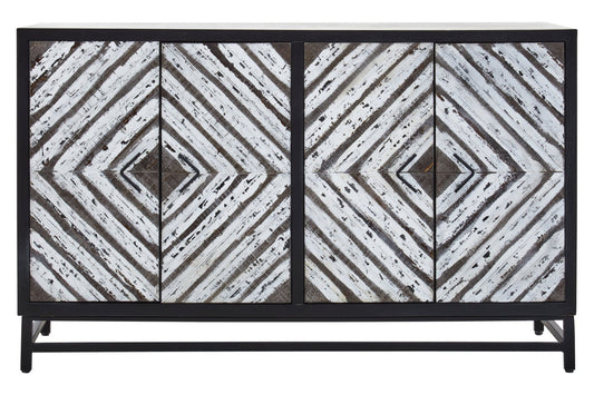 Lombok Black Rustic Chevron Four Door Sideboard | Luxury Home Accessories | Heulog Glow