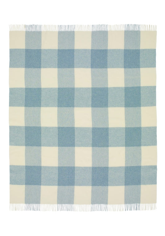 Lucy's Sky Blue Checker Merino Throw Blanket