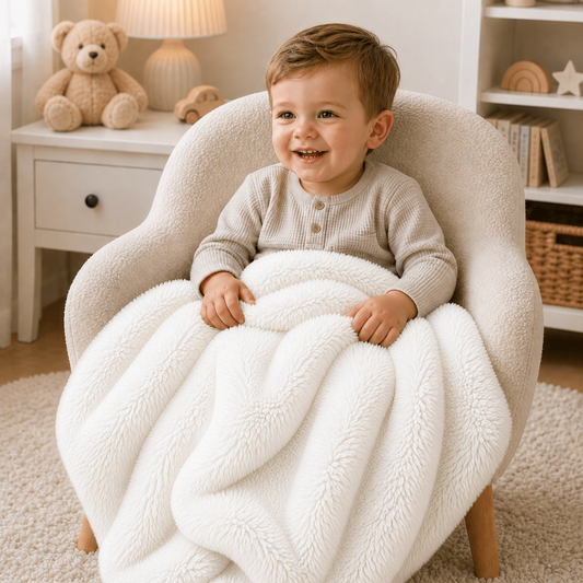 Luxury Faux Fur Baby Blanket - White