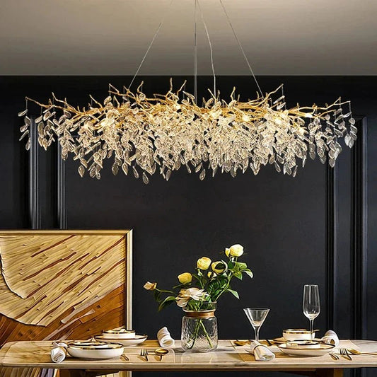 Luxury Gold Crystal LED Ceiling Pendant Lamps Indoor Villa Lights Fixture | Luxury Home Accessories | Heulog Glow