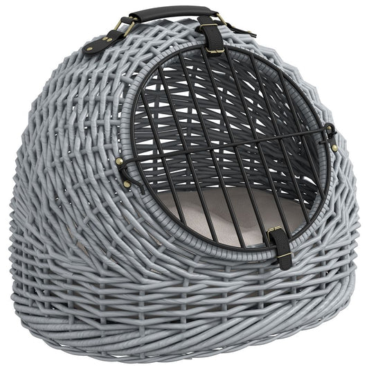 Luxury Wicker Cat Basket - Portable & Comfortable Cat Bed - Grey | Luxury Home Accessories | Heulog Glow