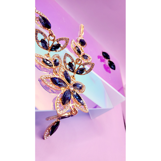 Petal Chain Crystal Duo Necklace & Earrings