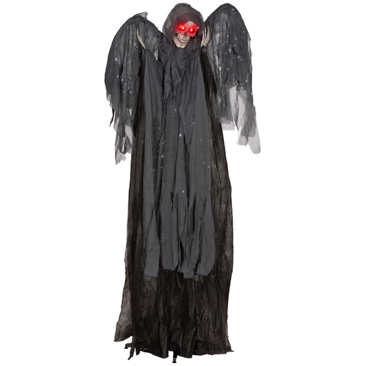 HOMCOM Winged Grim Reaper Animatronic Prop w/ Light Up Eyes, for Haunted House