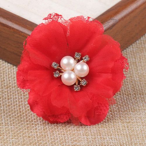 10PCS/Lot Red Series Rose Camellia Chiffon Fabric Flower For Wedding Invitation Artificial Flowers For Dress Decoration