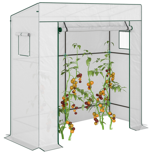 Outsunny Walk-in Garden Green House Large Roll-up Door and 2 Mesh Windows White