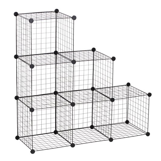 DIY 6 Cube Wire Storage Cabinet Organiser, 111L x 37W x 111Hcm-Black