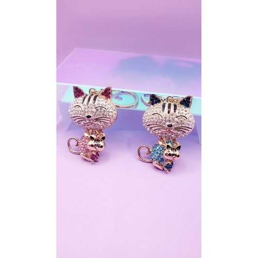 Cat & Kitten Key Ring