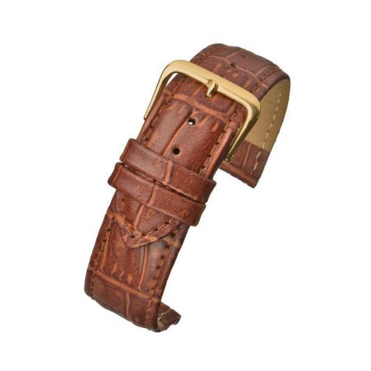 Tan Padded Crocodile Grain Watch Strap 22mm