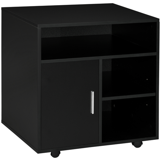 Multi-Storage Printer Unit Office Organisation w/ 5 Compartments Black HOMCOM