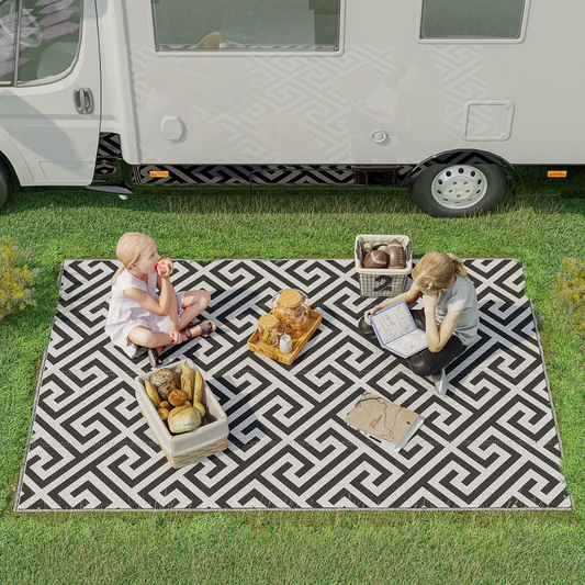121x182cm Reversible Outdoor Rug Portable Plastic Straw RV Outsunny