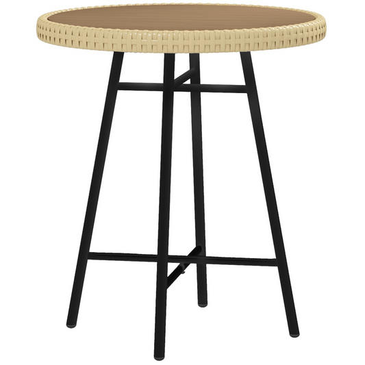 Outsunny PE Rattan Side Table for Indoor, Outdoor, Balcony, Patio, Natural