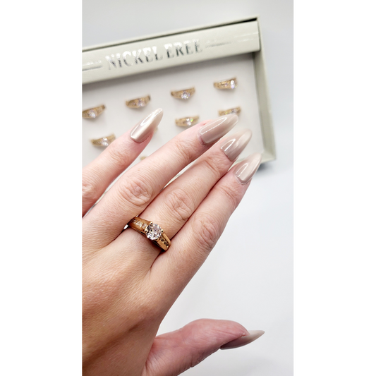 Inlaid Crystal Ring Gold Box set of 12