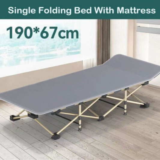 Heavy Duty Single Folding Bed Camping Travel Guest Lightweight