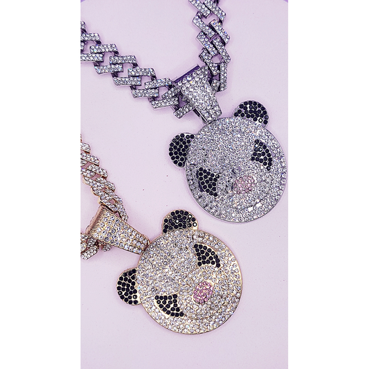 Iced Out Crystal Bling Panda Pendant Chain
