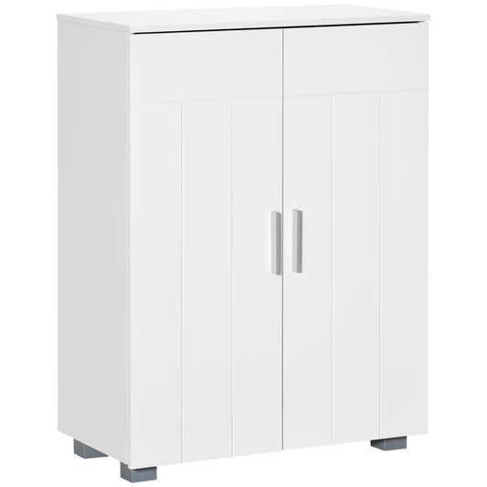 Modern Bathroom Floor Cabinet, with 3 Tier Shelves, White
