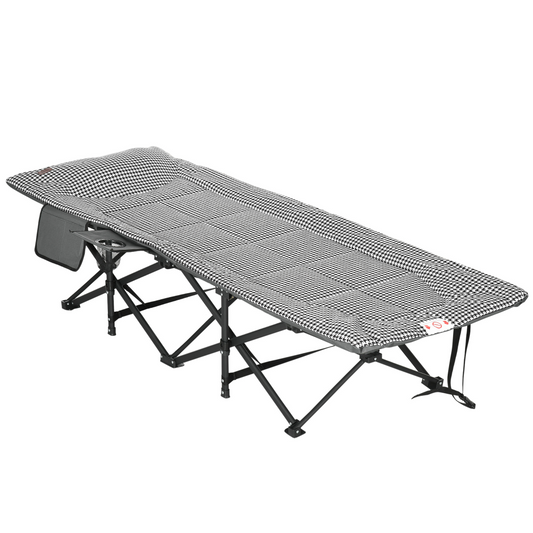 Outsunny Camping Bed w/ Carry Bag, Magazine Bag & Cup Holder, Black