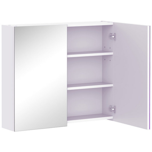 Wall Mounted Bathroom Mirror Storage Cabinet w/ Door Adjustable Shelf HOMCOM