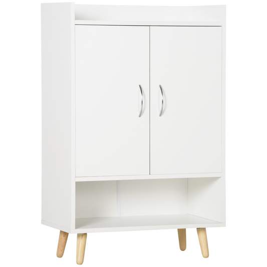 Modern Shoe Cabinet Storage Organizer w/ Doors and Shelves for Entryway