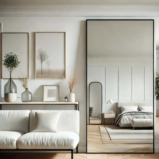 Takara - Full Length Leaner Black Metal Rectangle Mirror - 180cm x 90cm