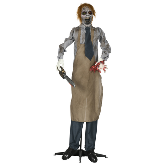 HOMCOM Life Size Outdoor Halloween Decoration Animatronic Chainsaw