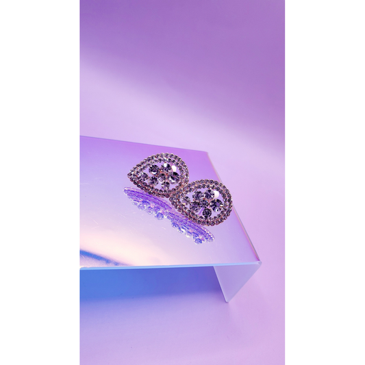Oval Crystal Non Pierced Clip On Earrings