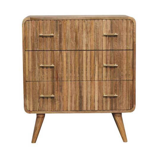 Artisan Furniture Solid Mango Wood T-bar Ridged Chest