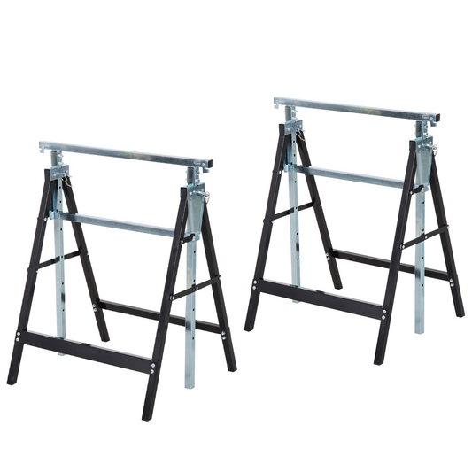 2xTelescopic Builders Trestle Work Bench-Black