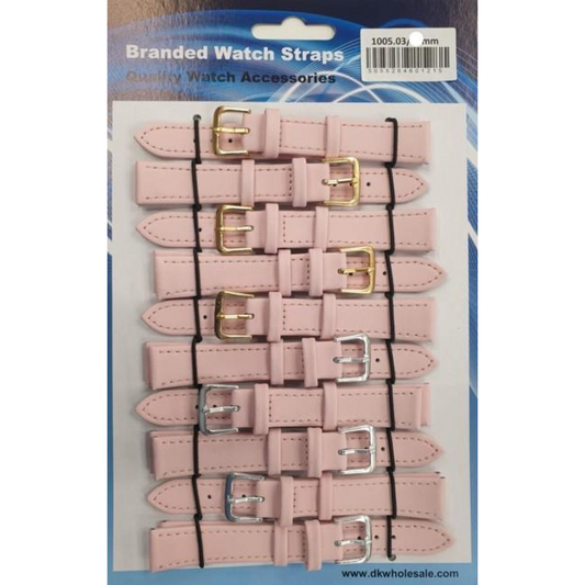 Leather Pink Watch Straps Pk10 size 18mm 1005.03