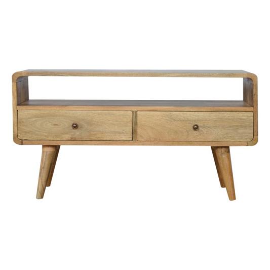 Artisan Furniture Solid Wood Curved Oak-ish Media Unit