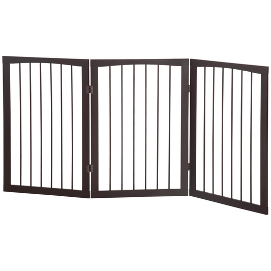 Folding Pet Gate Dog Fence Child Safety Indoor Durable Free Standing Pine Wood
