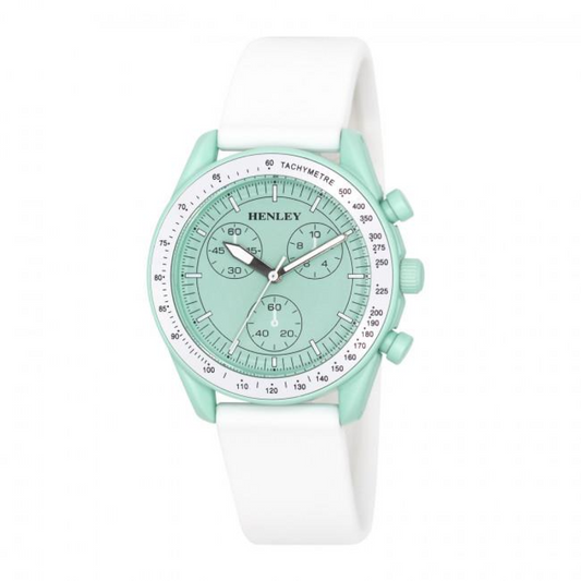 Henley Ladies Pastel Coloured Silicone Sports Watch White/Green H06179.11