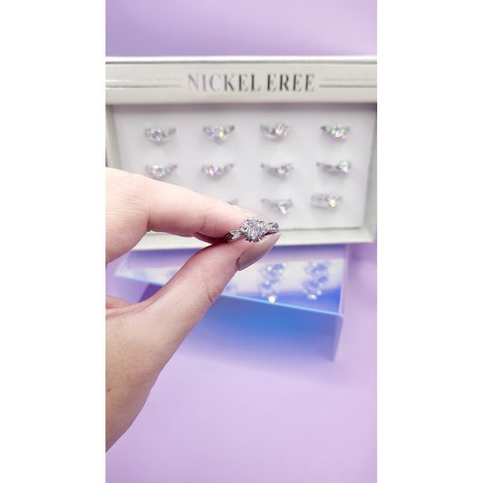 Enchant Crystal Ring Silver Box set of 12