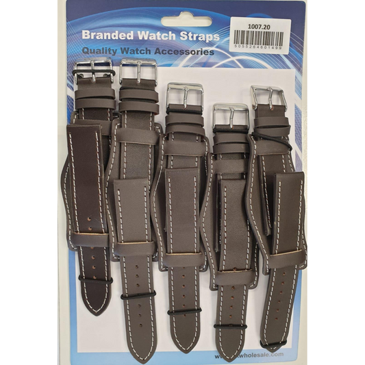 Leather Tan Military Watch Straps Pk5 18mm 1007TN