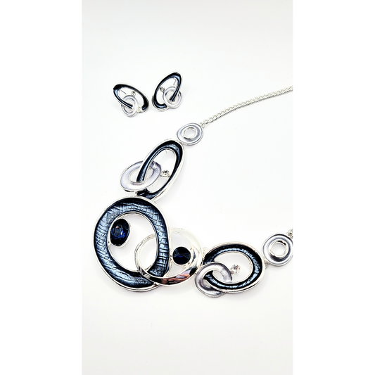 Abstract Crystal Necklace & Earrings Set