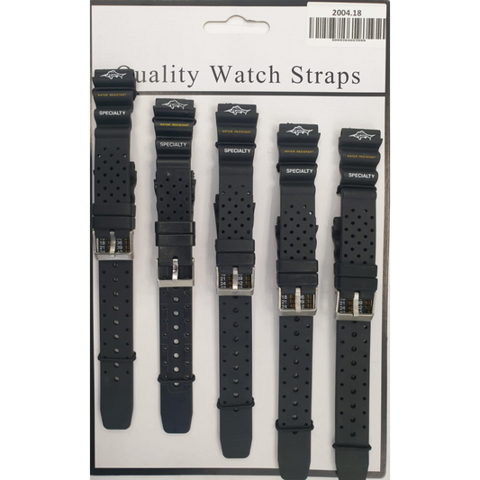 2004 5PK BLACK PU WATCH STRAPS 18mm