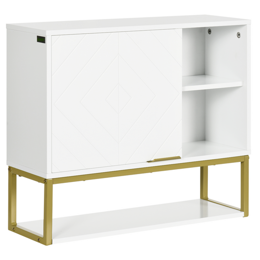 kleankin Bathroom Wall Cabinet with Adjustable Shelf for Hallway, Living Room