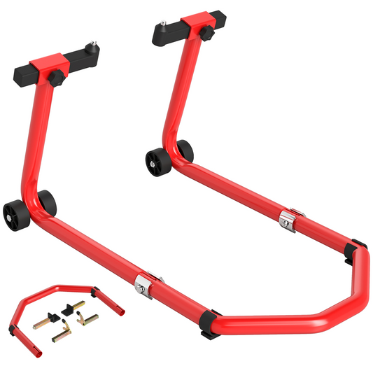 HOMCOM Motorcycle Stand, 390 kg Front/Rear Paddock Stand, Red